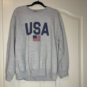 Grey Oversized USA Crewneck